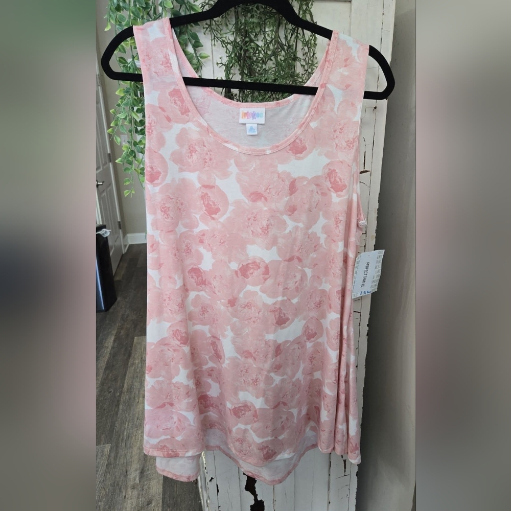 LuLaRoe Pink Peony Floral Tank Top